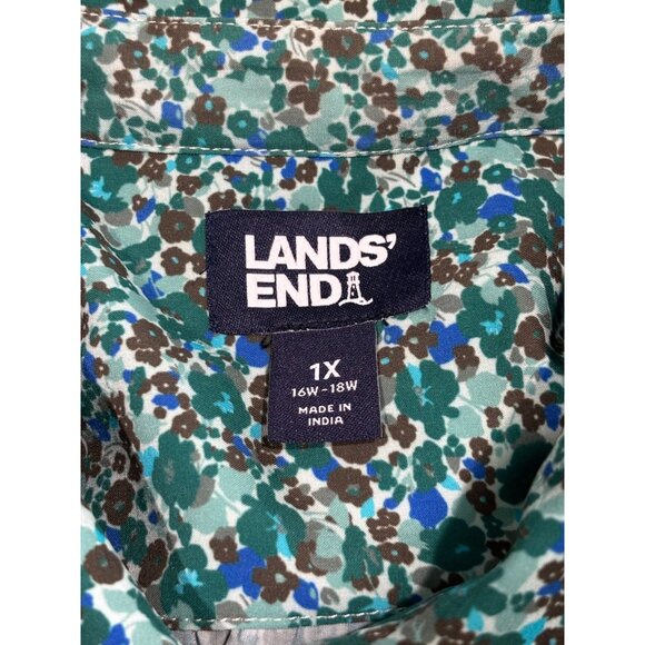 Lands End Womens Plus Size Floral Button-Down Shirt 1X 16W-18W - Picture 4 of 13